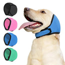 Cachorro usando protetor auricular confortável para redução de ruídos e maior tranquilidade em ambientes barulhentos.