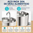 Fonte de Água Inteligente em Aço Inoxidável para Gatos e Cães | Água Sempre Fresca e Pura