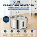 Fonte de Água Inteligente em Aço Inoxidável para Gatos e Cães | Água Sempre Fresca e Pura