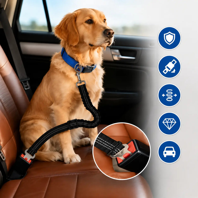 Cinto de Segurança para Cachorro CarSafe™ – Proteção e Conforto em Todas as Viagens