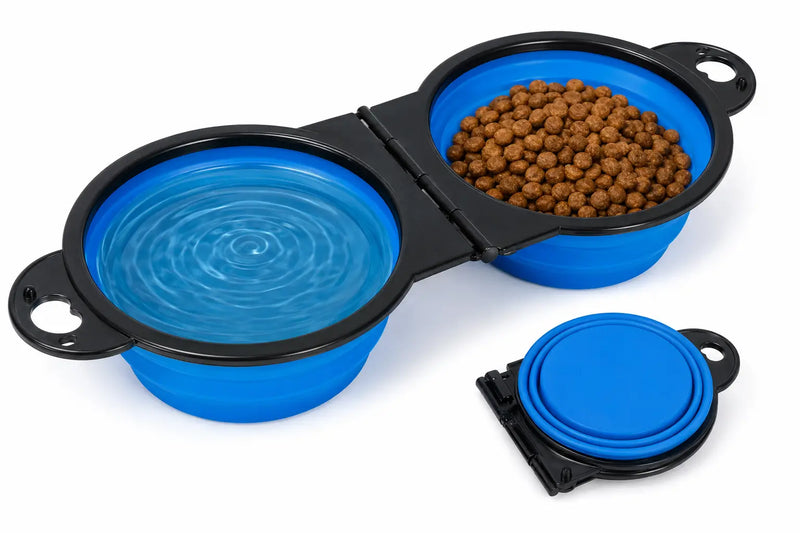 Comedouro e Bebedouro Dobrável 2 em 1 para Pets – Alimentação Prática em Qualquer Lugar